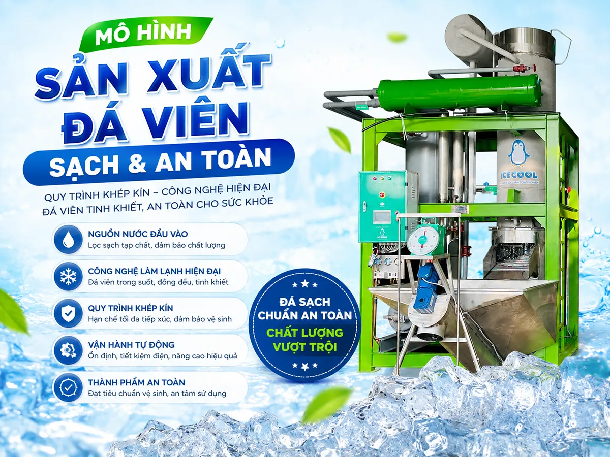 Máy đá viên ICE COOL - Mô hình sản xuất đá viên sạch và an toàn