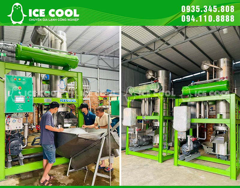 Lắp đặt hệ thống 2 máy đá viên tại Bảo Lộc Lâm Đồng nhanh chóng, 2 máy đã được đưa vào hoạt động ổn định