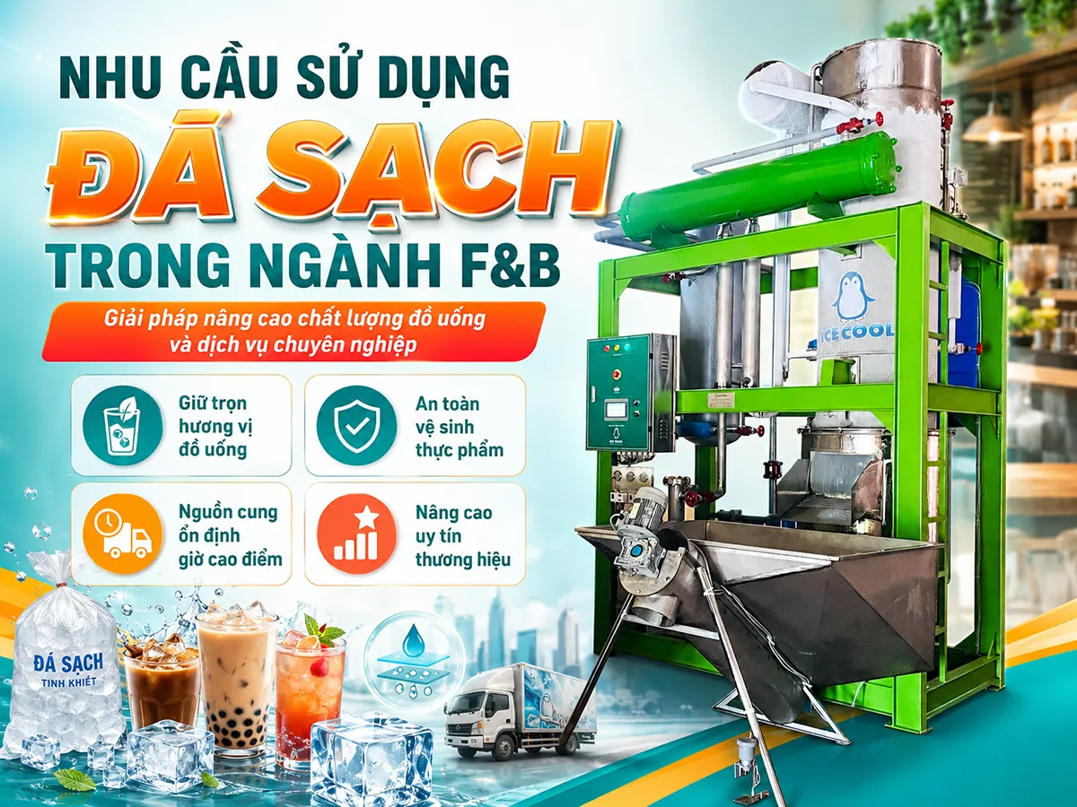 Nhu cầu sử dụng đá sạch trong ngành F&B ngày càng tăng khi quán cà phê, nhà hàng và khách sạn chú trọng hơn đến chất lượng đồ uống và an toàn vệ sinh thực phẩm.
